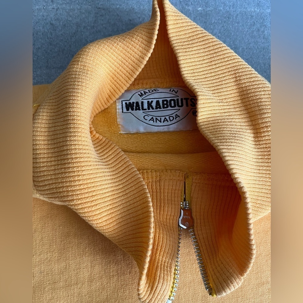 [XL/PTP:23”]Vintage Yellow Neck Zip Pullover Cotton Sweatshirt - Picture 4 of 9